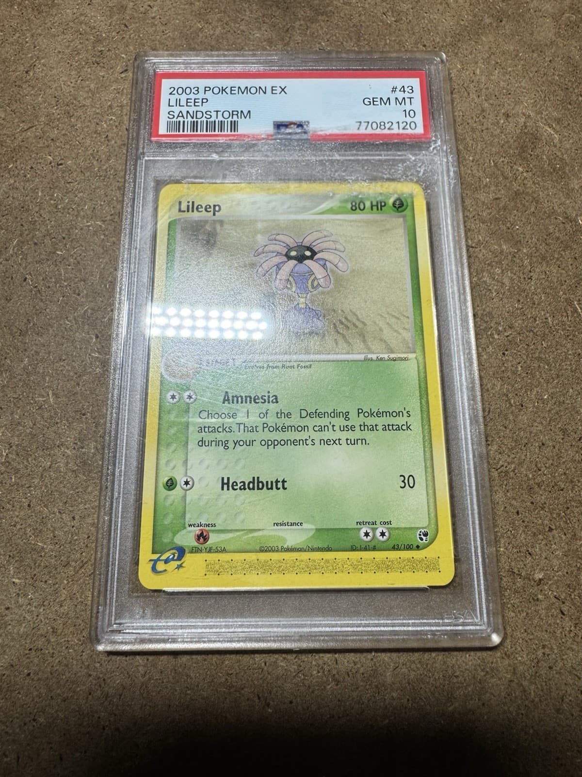 2003 POKEMON EX SANDSTORM #43 LILEEP PSA 10 Damage On Slab