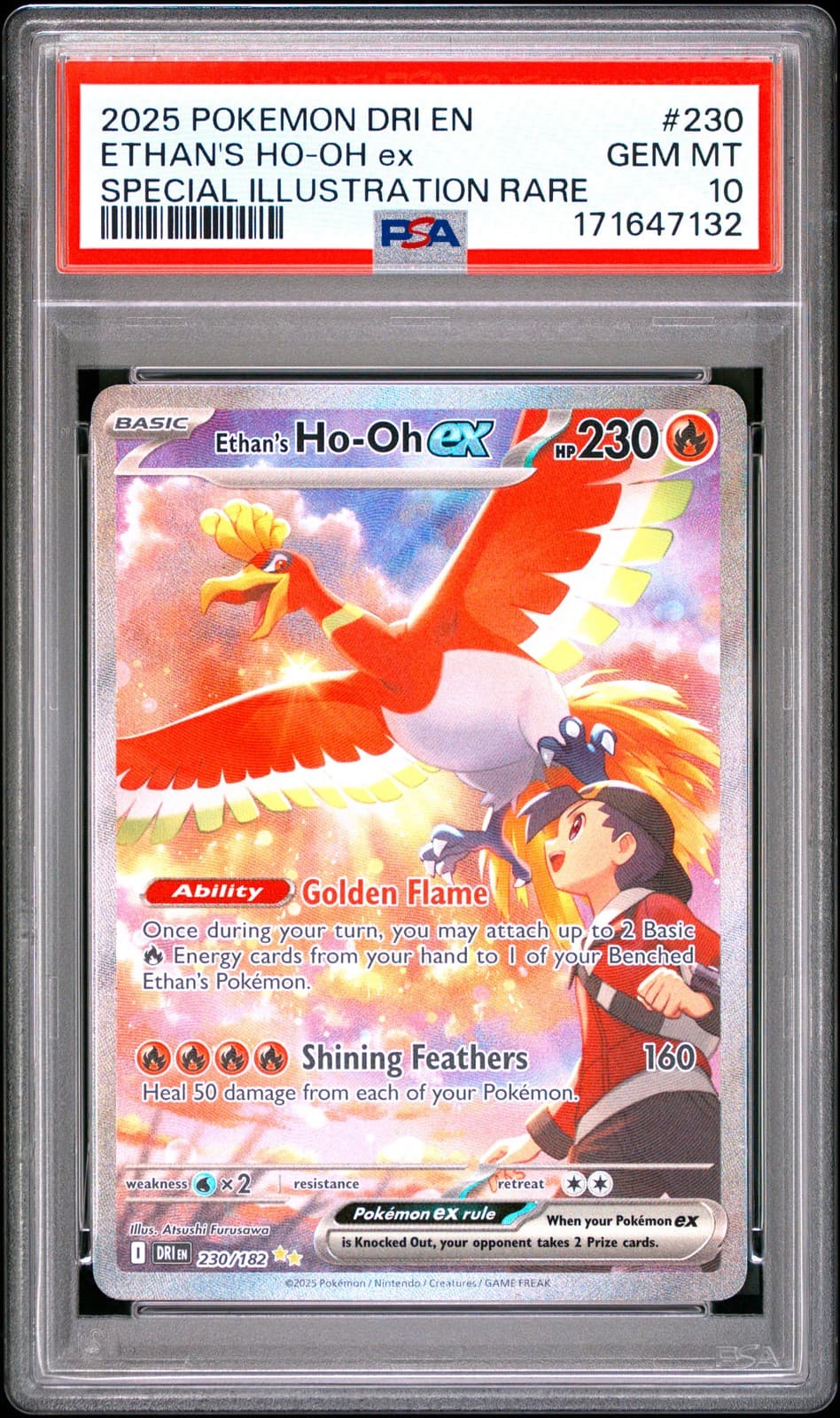 2025 POKEMON DRI EN-DESTINED RIVALS #230 ETHAN'S HO-OH EX PSA 10