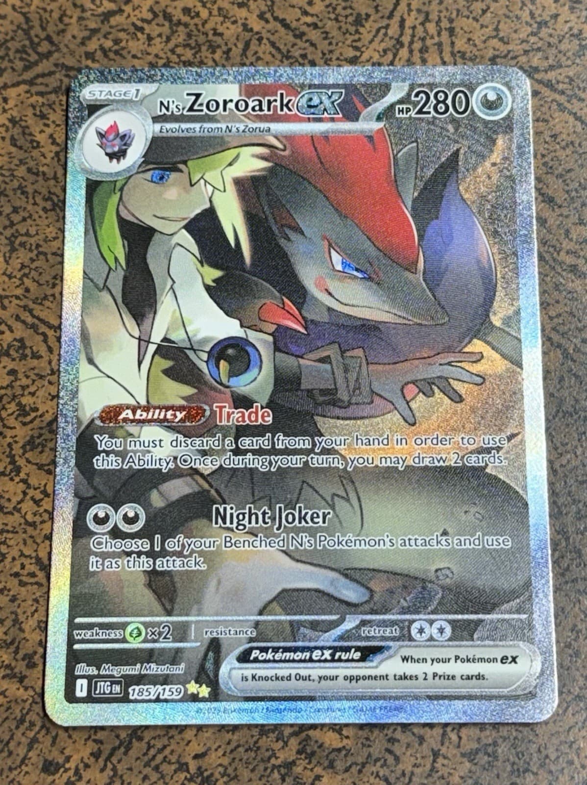 N's Zoroark EX 185/159 Journey Together SIR Holo Pokémon Card