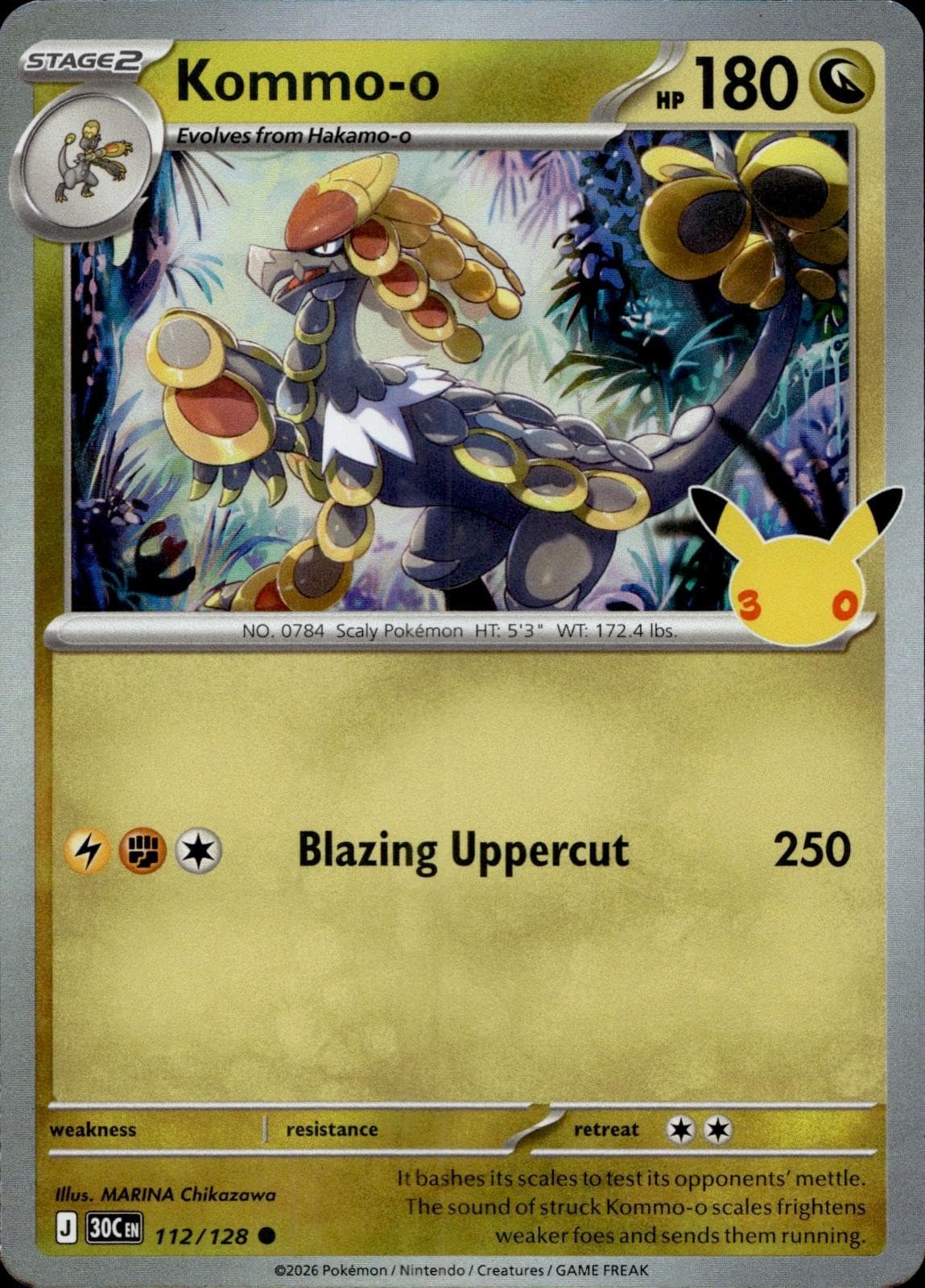 Kommo-o 112/128 ME: 30th Celebration Pokemon Holo Near Mint