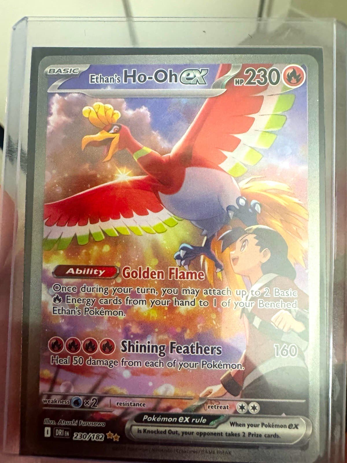 Ethan's Ho-Oh ex 230/182 SV10 Destined Rivals SIR Full Art Holo EN 2024