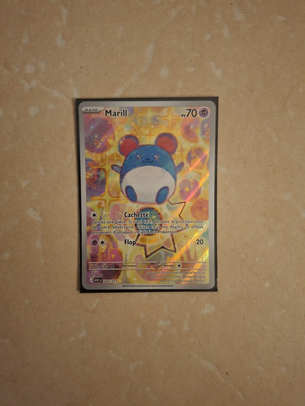 Carte Pokémon Marill AR 232/217 Héros Transcendants ME2.5 FR