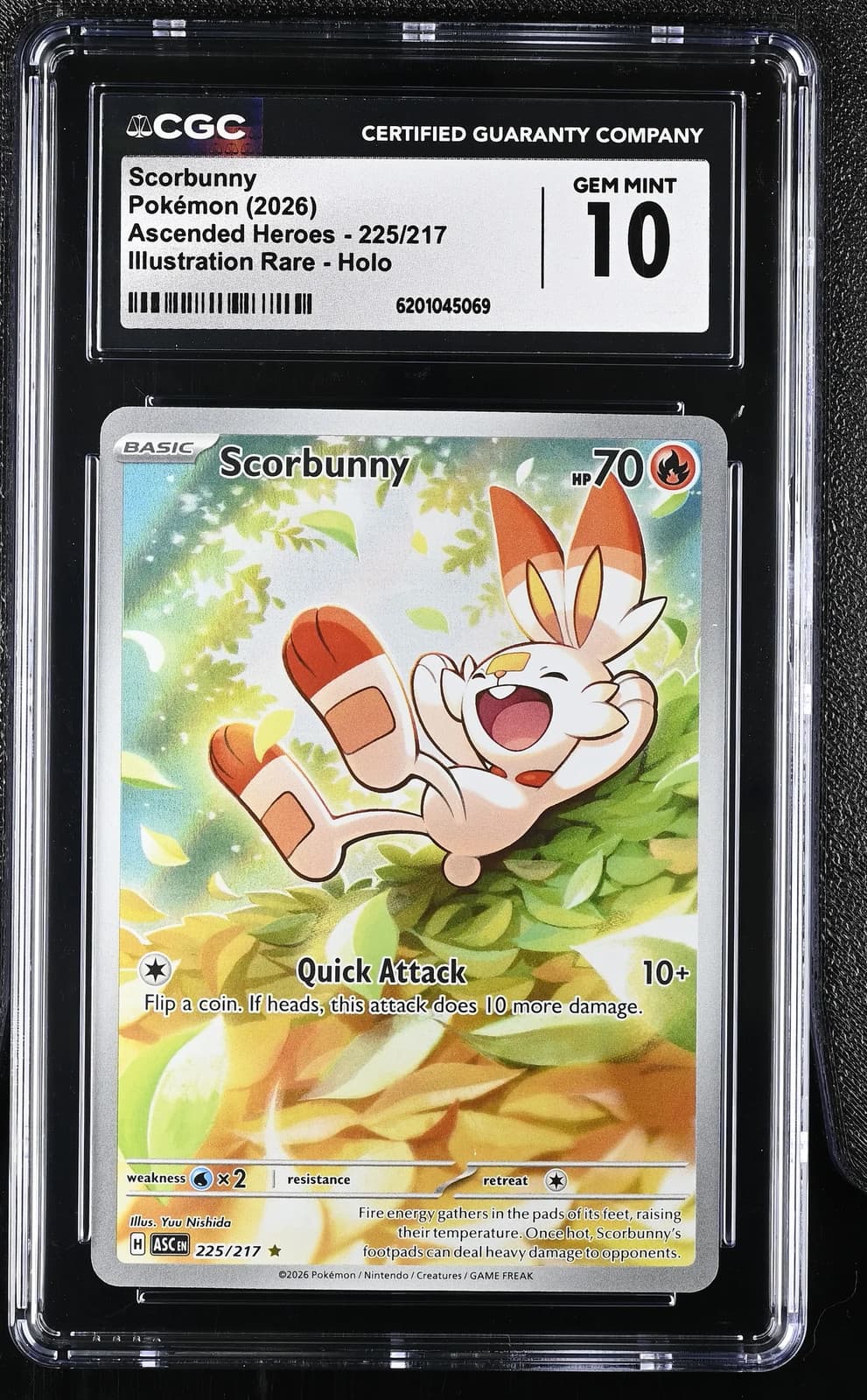 Scorbunny 225/217 Illustration Rare CGC 10 Gem Mint Ascended Heroes Pokemon