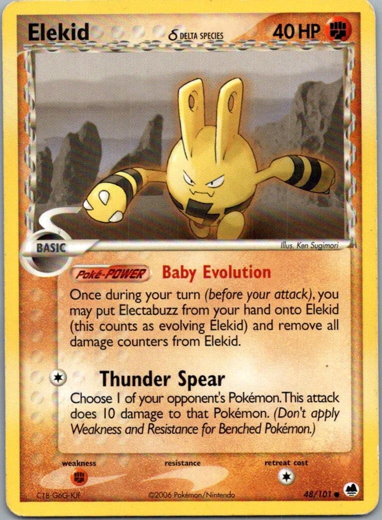 Elekid 48/101 Common Dragon Frontiers Pokemon Moderately Played
