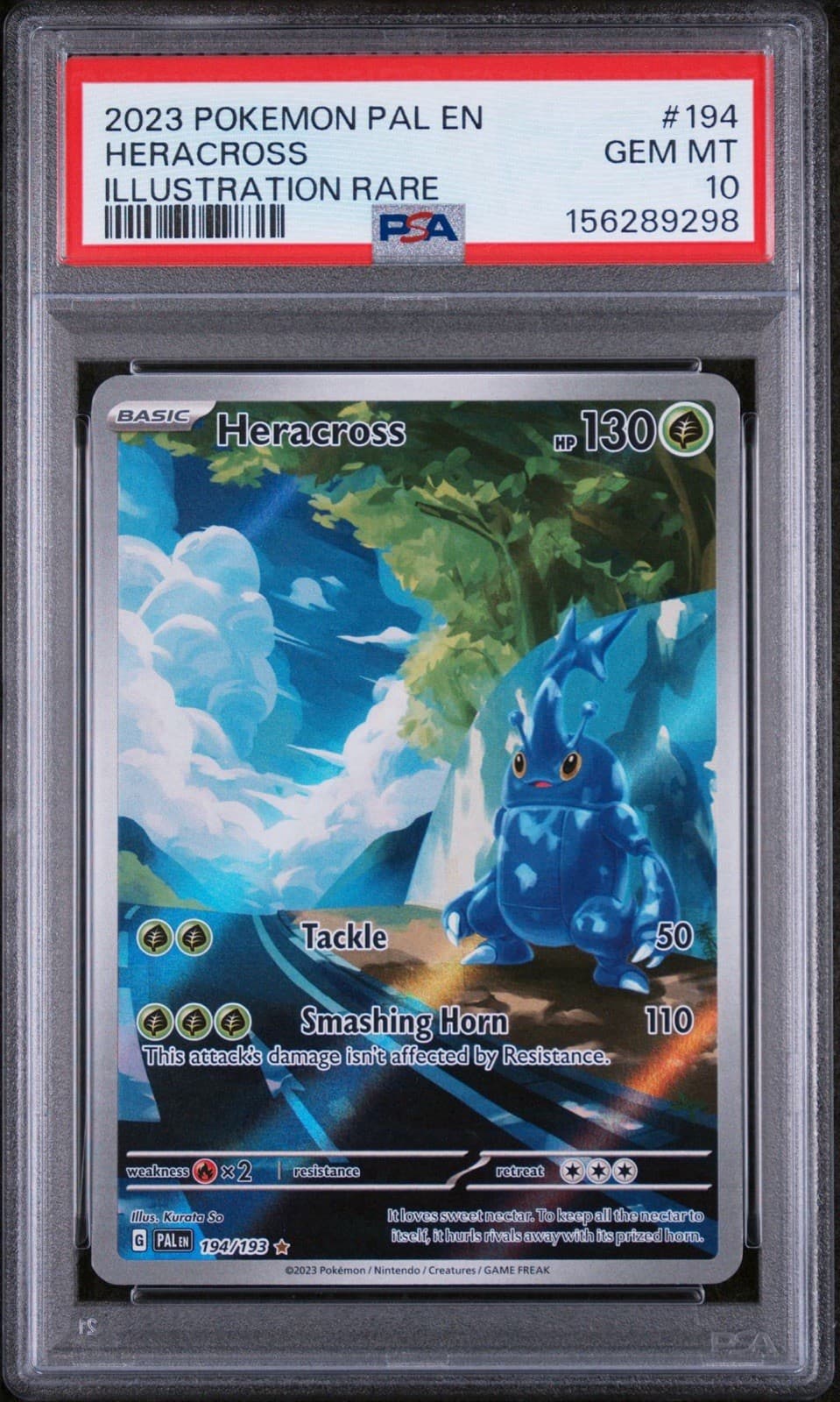 2023 POKEMON PAL EN-PALDEA EVOLVED ILLUSTRATION RARE #194 HERACROSS PSA 10