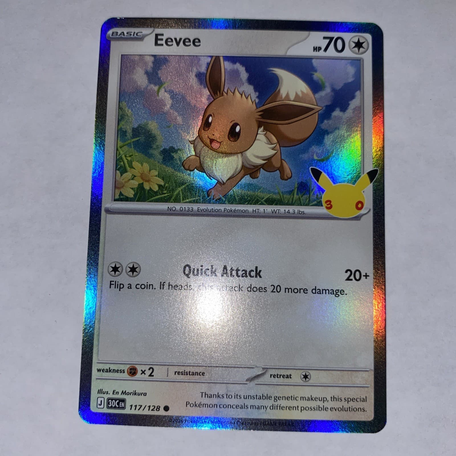 Eevee 117/128 Common ME: 30th Celebration Pokemon Holo NM/M