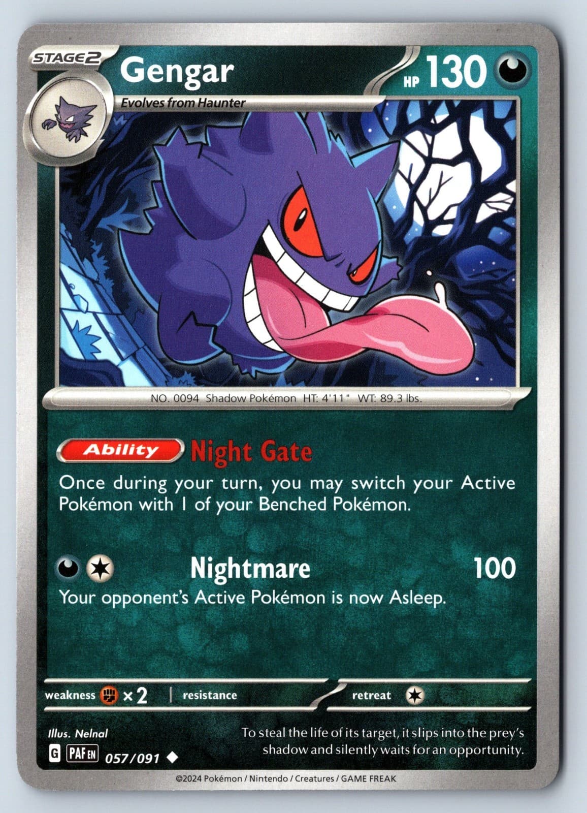 Gengar 57/91 Paldean Fates Pokemon NM