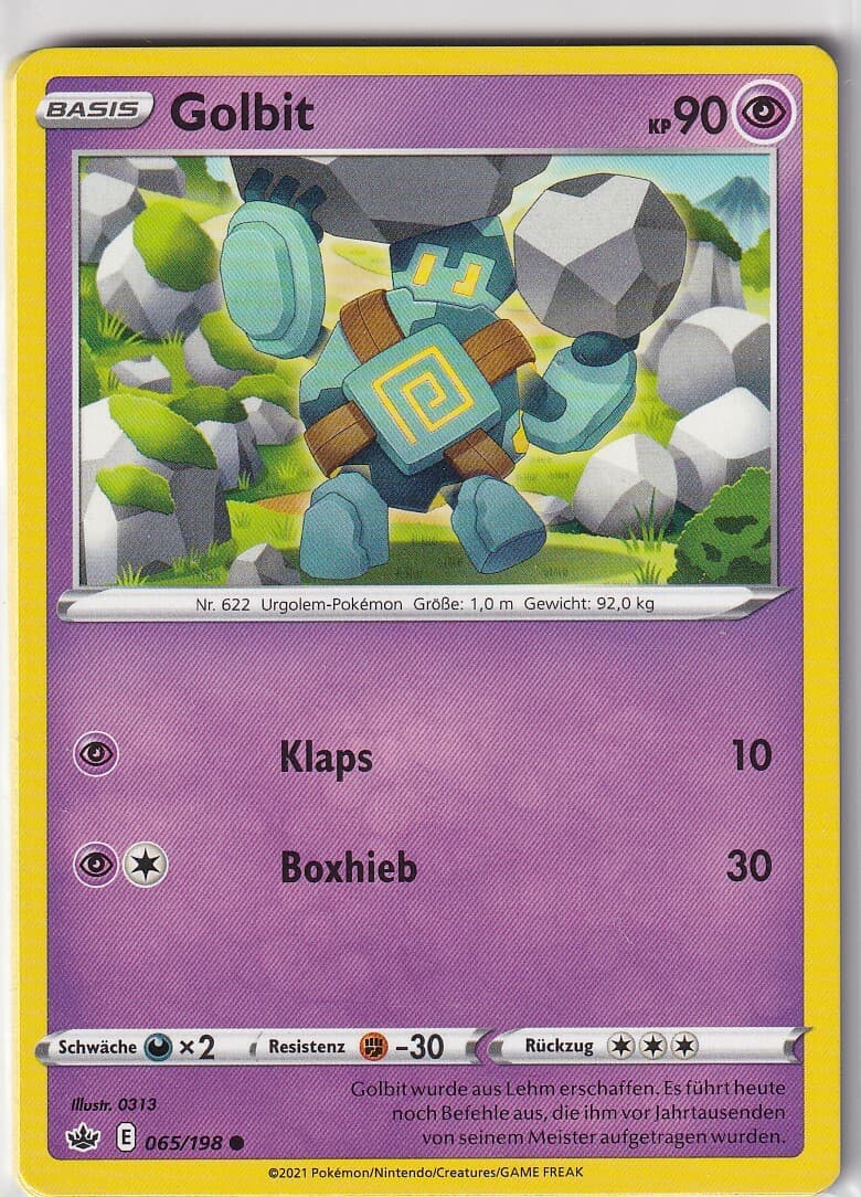 Pokemon Karte Schaurige Herrschaft Nr. 65/198 Golbit deutsch