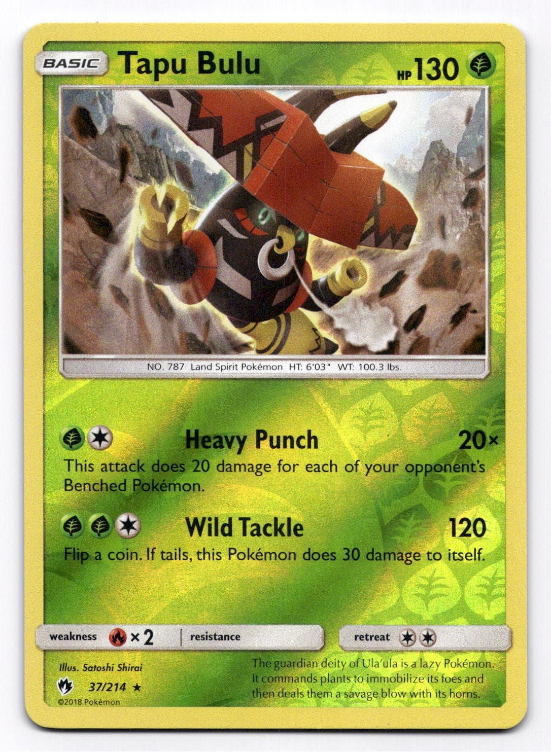 Tapu Bulu SM - Lost Thunder - Pokemon NM 37/214