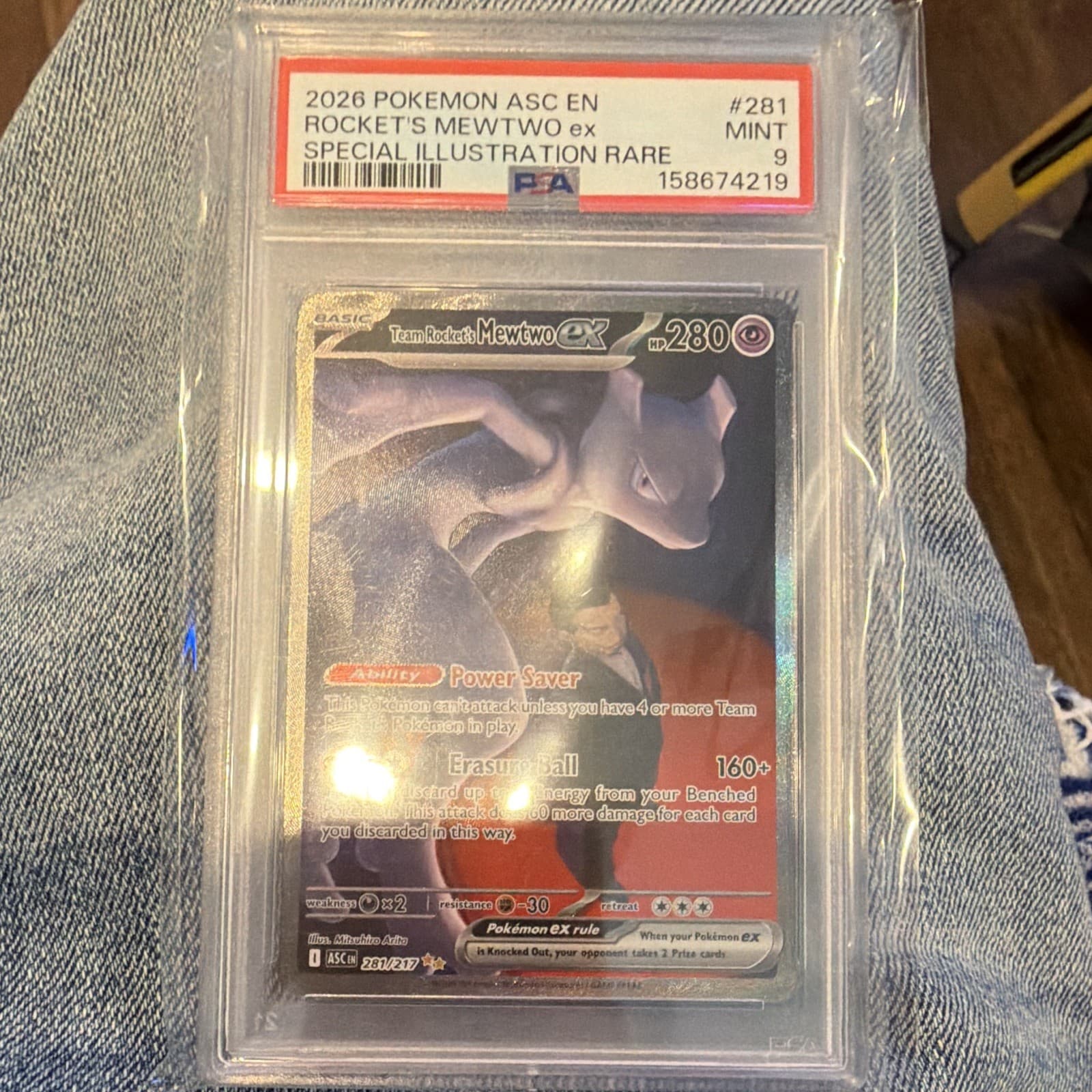 Pokémon TCG PSA 9 Team Rocket's Mewtwo ex 281/217 SIR Holo 2026 English