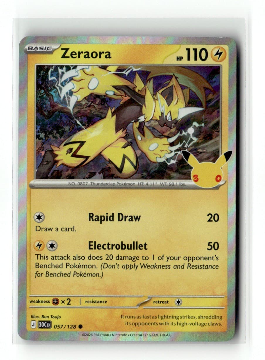 Zeraora 57/128 30th Celebration Common Holo 2026 Pokemon NM