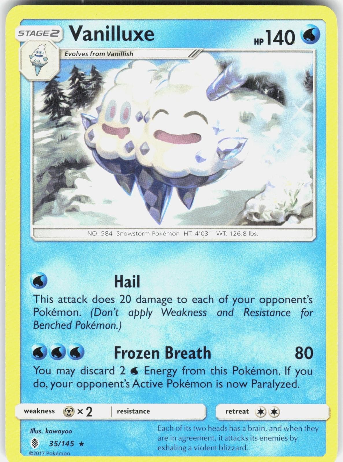 Vanilluxe 35/145 Rare Guardians Rising Pokemon Near Mint