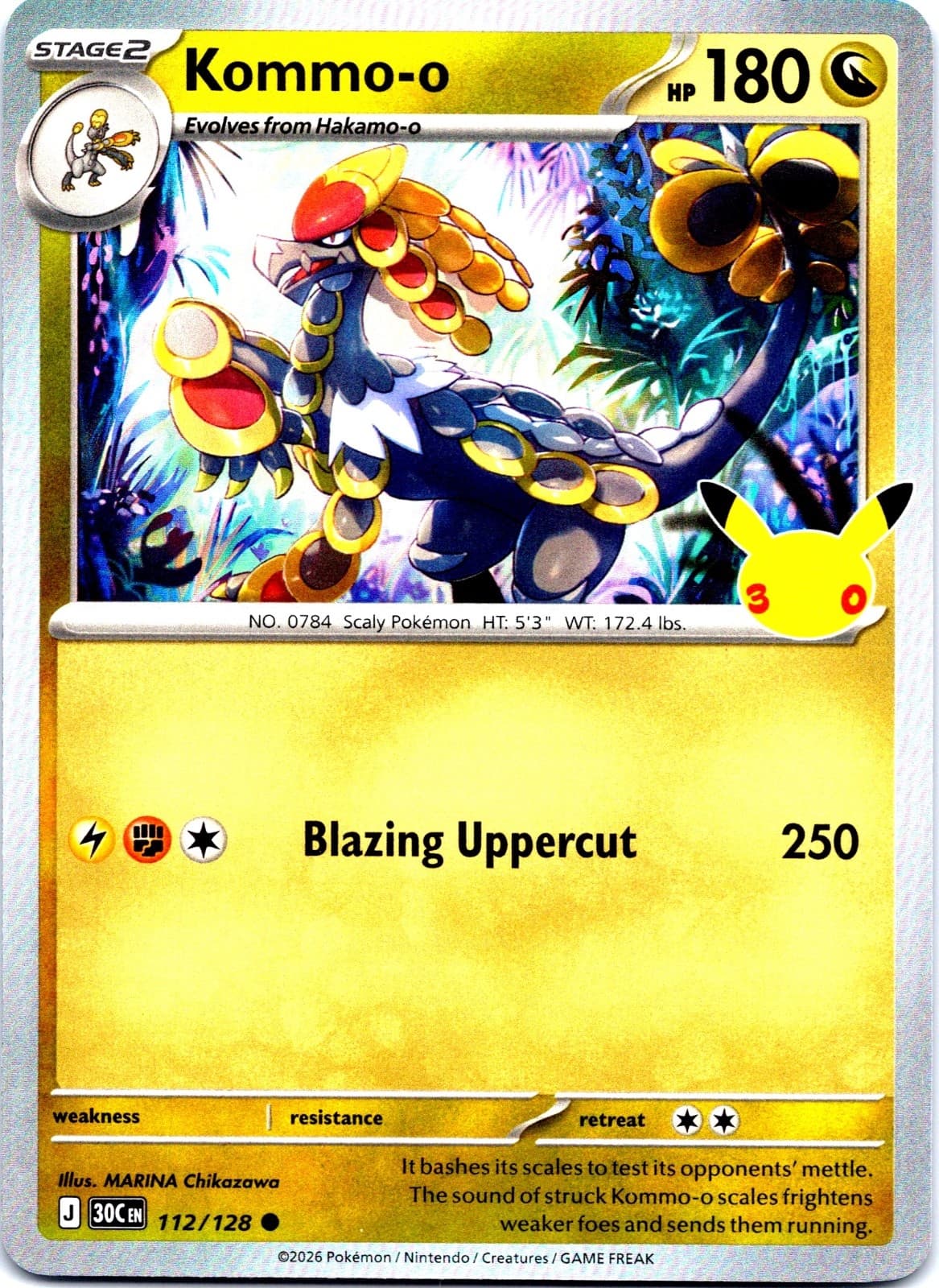 Kommo-o Holo Common ME: 30th Celebration 112/128 NM ((Pokemon))