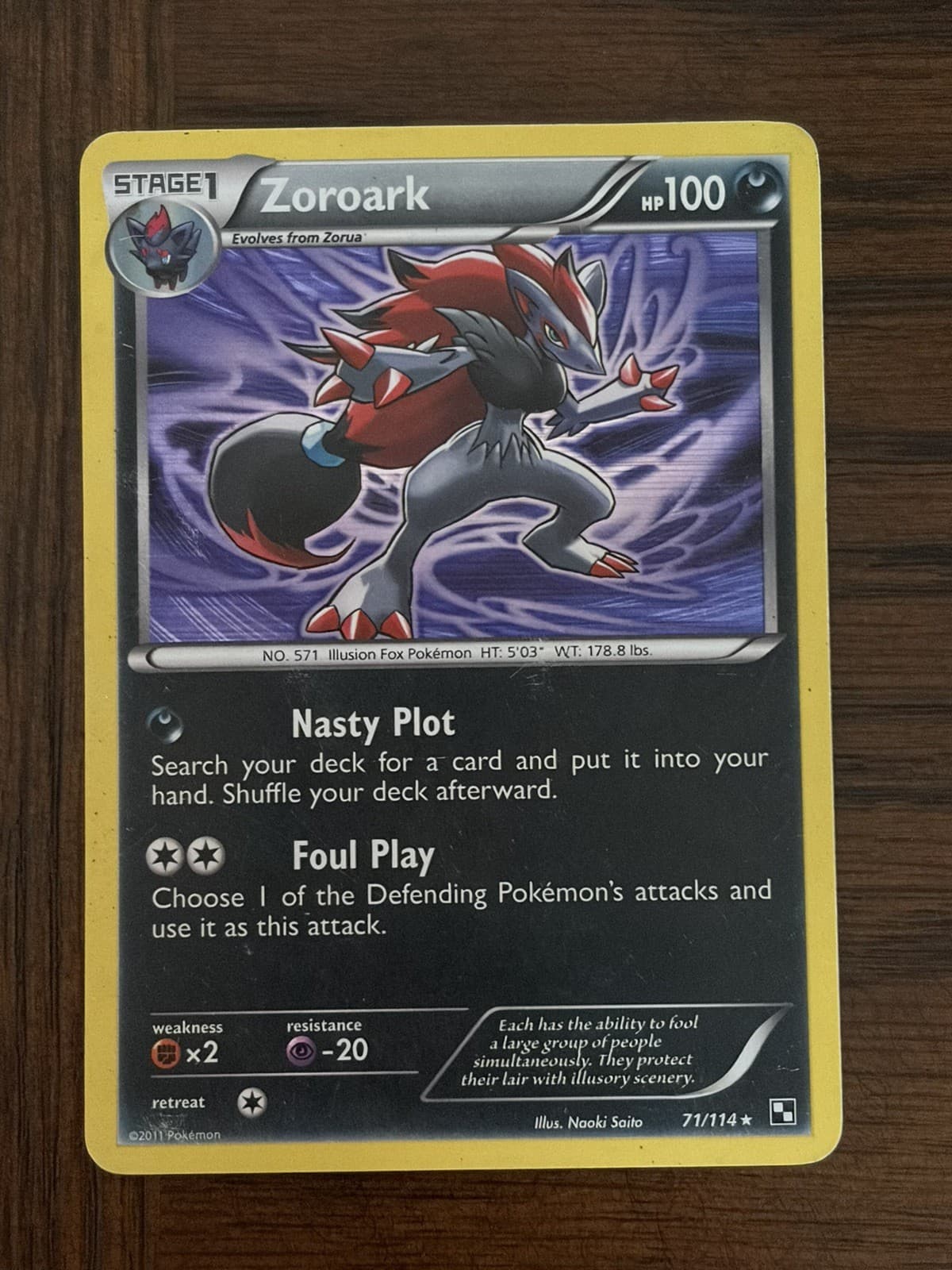 Pokemon Zoroark Holo Rare Black and White 71/114 NM