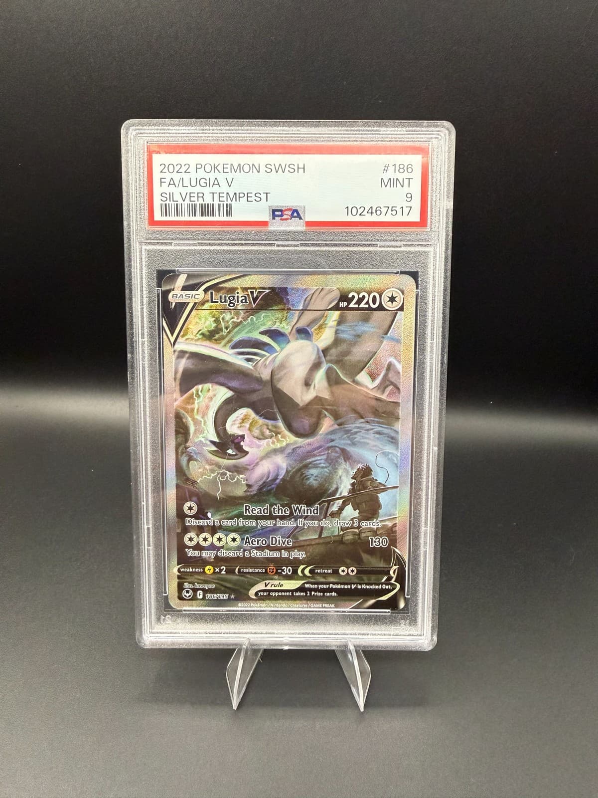 Pokemon Lugia V (Alternate Full Art) 186/195 SWSH12: Silver Tempest PSA 9 EN