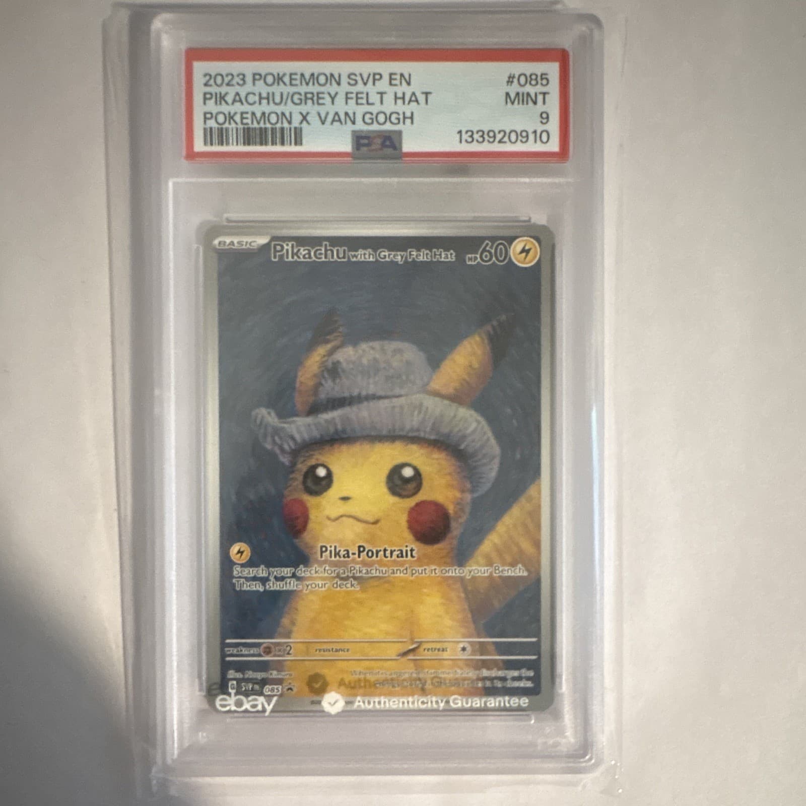 Pokemon Pikachu with Grey Felt Hat SVP 085 Promo Holo Full Art PSA 9 EN