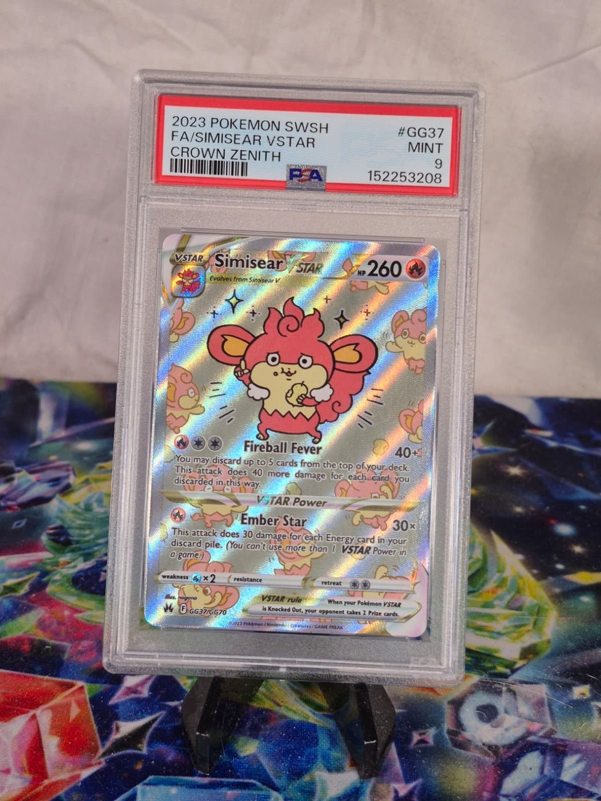 PSA 9 Simisear VSTAR GG37/GG70 SWSH: Crown Zenith: Galarian Gallery Holo