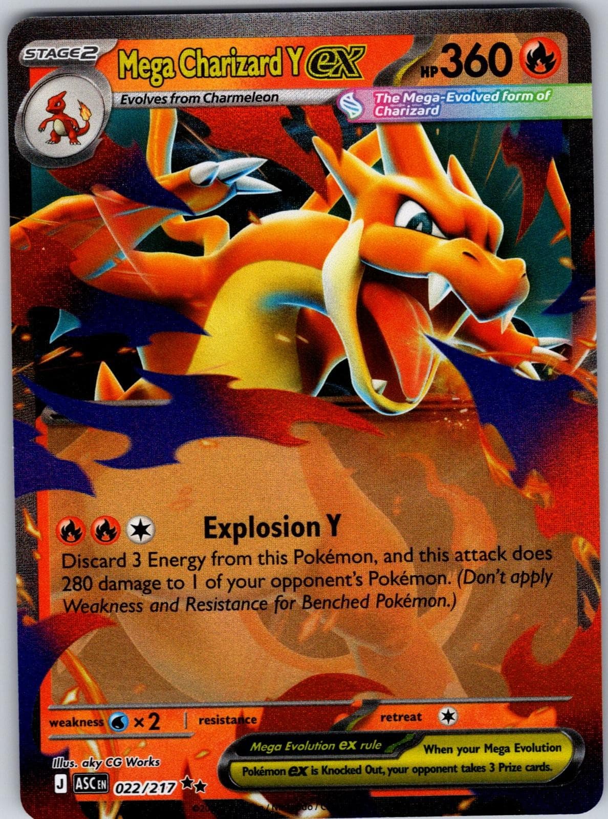 Mega Charizard Y ex 022/217 Double Rare Ascended Heroes Pokemon Holo Near Mint