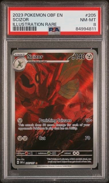 Scizor 205/197 IR SV03: Obsidian Flames Holo PSA 8