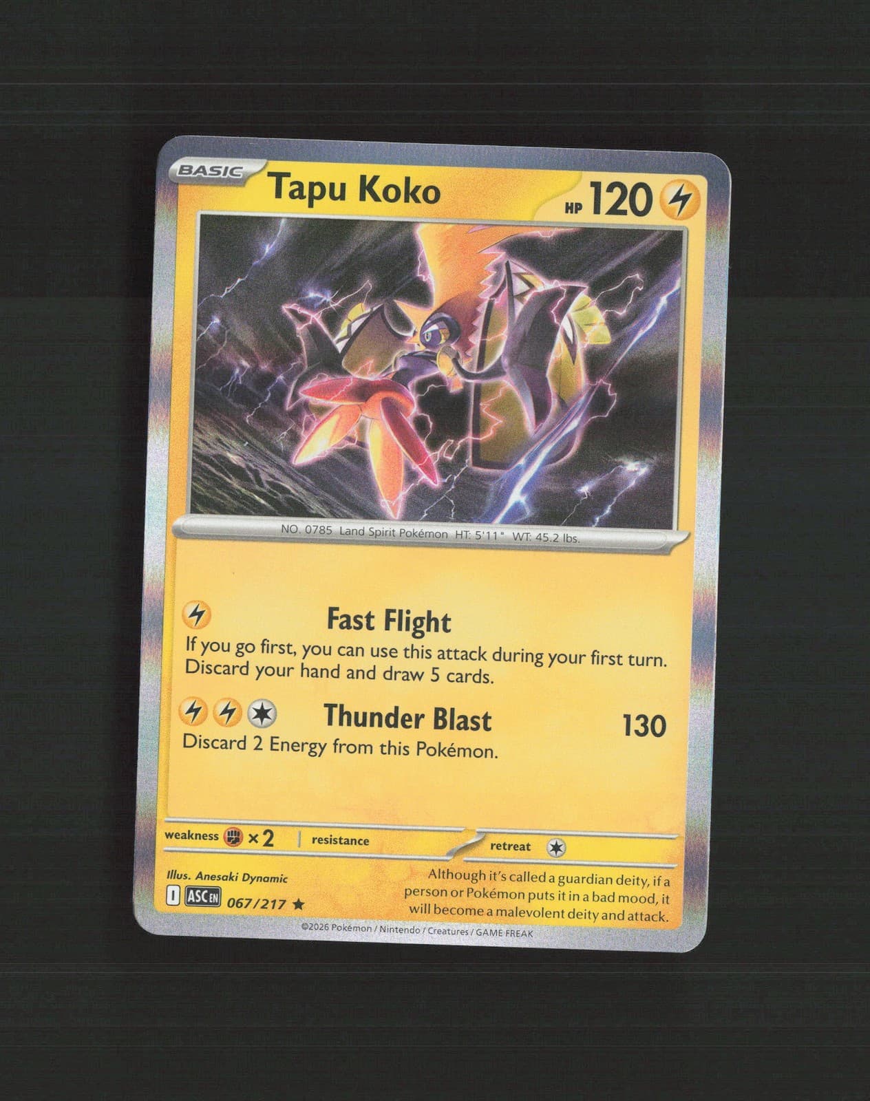 Tapu Koko 067/217 Ascended Heroes Rare Holo Pokemon Card NM