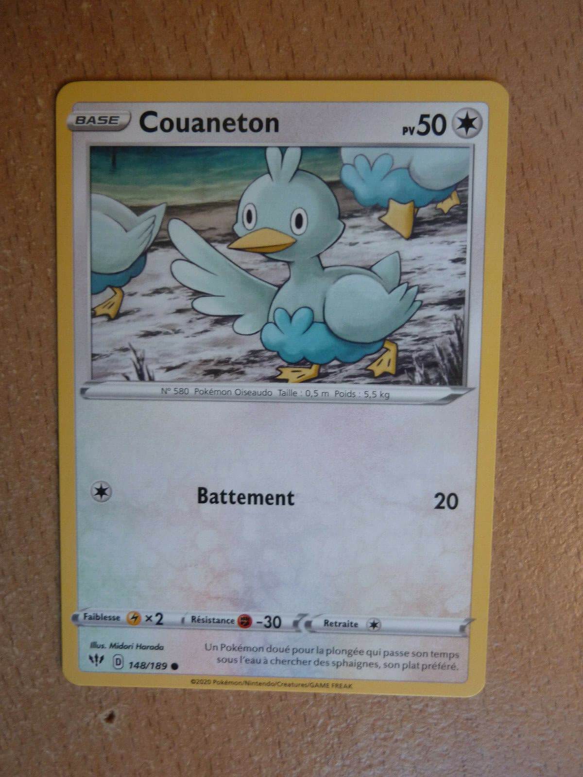 Carte Pokémon Couaneton 50 PV 148/189 (Ténèbres embrasées)