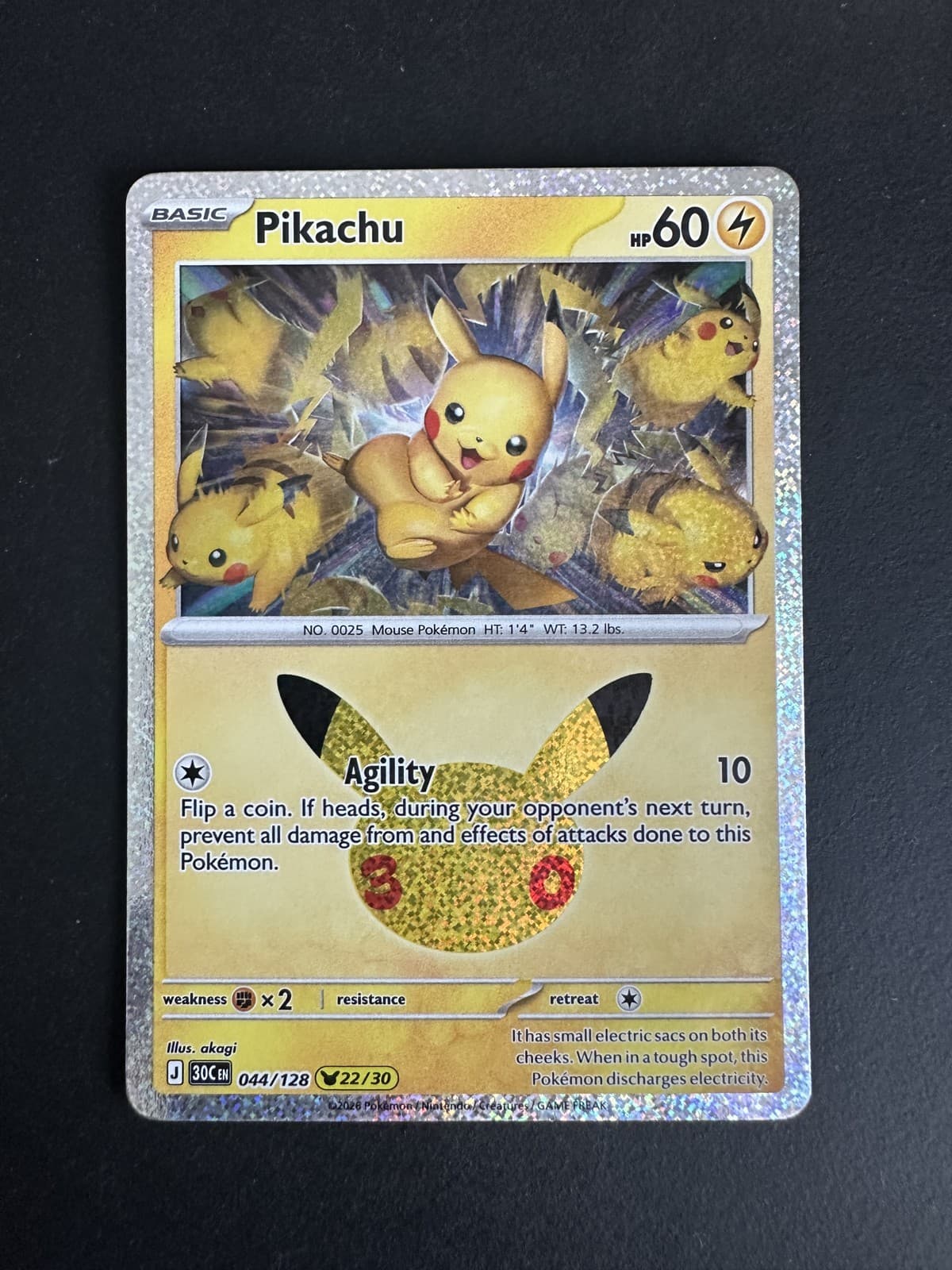 Pikachu 30th Celebration #44/128 Holo Pokemon TCG English