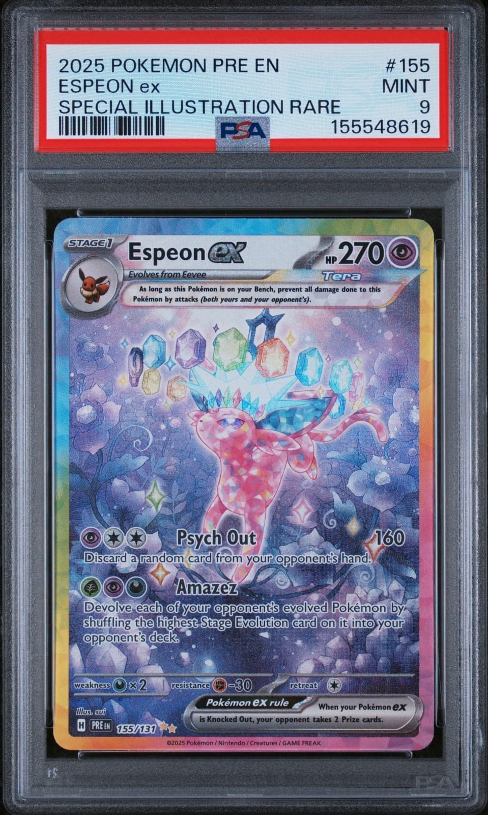 Espeon ex 2025 PRE Special Illustration Rare #155/131 PSA MINT 9