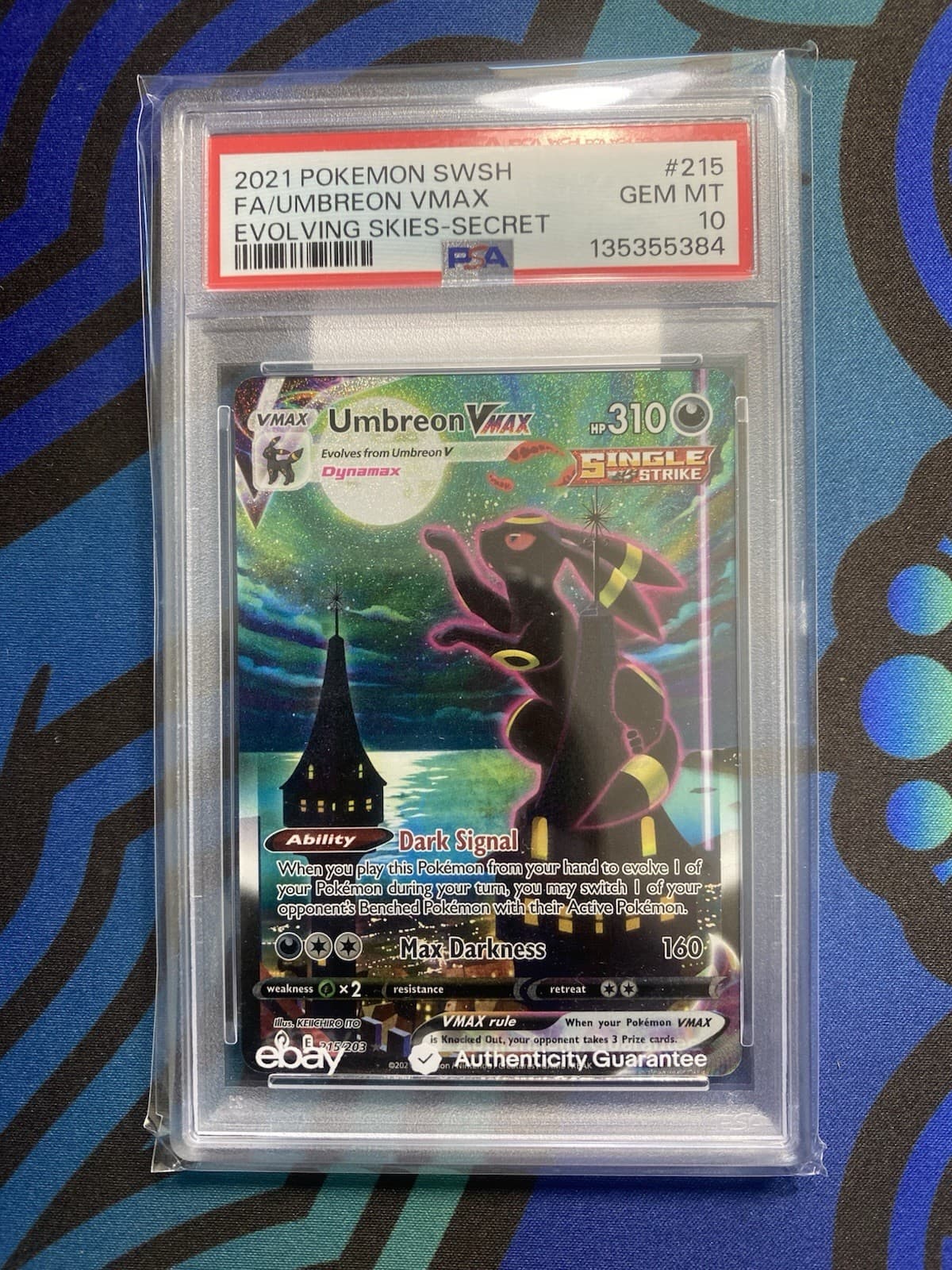 Pokemon 2021 Umbreon VMAX 215/203 Alt Art Evolving Skies GEM MINT PSA 10