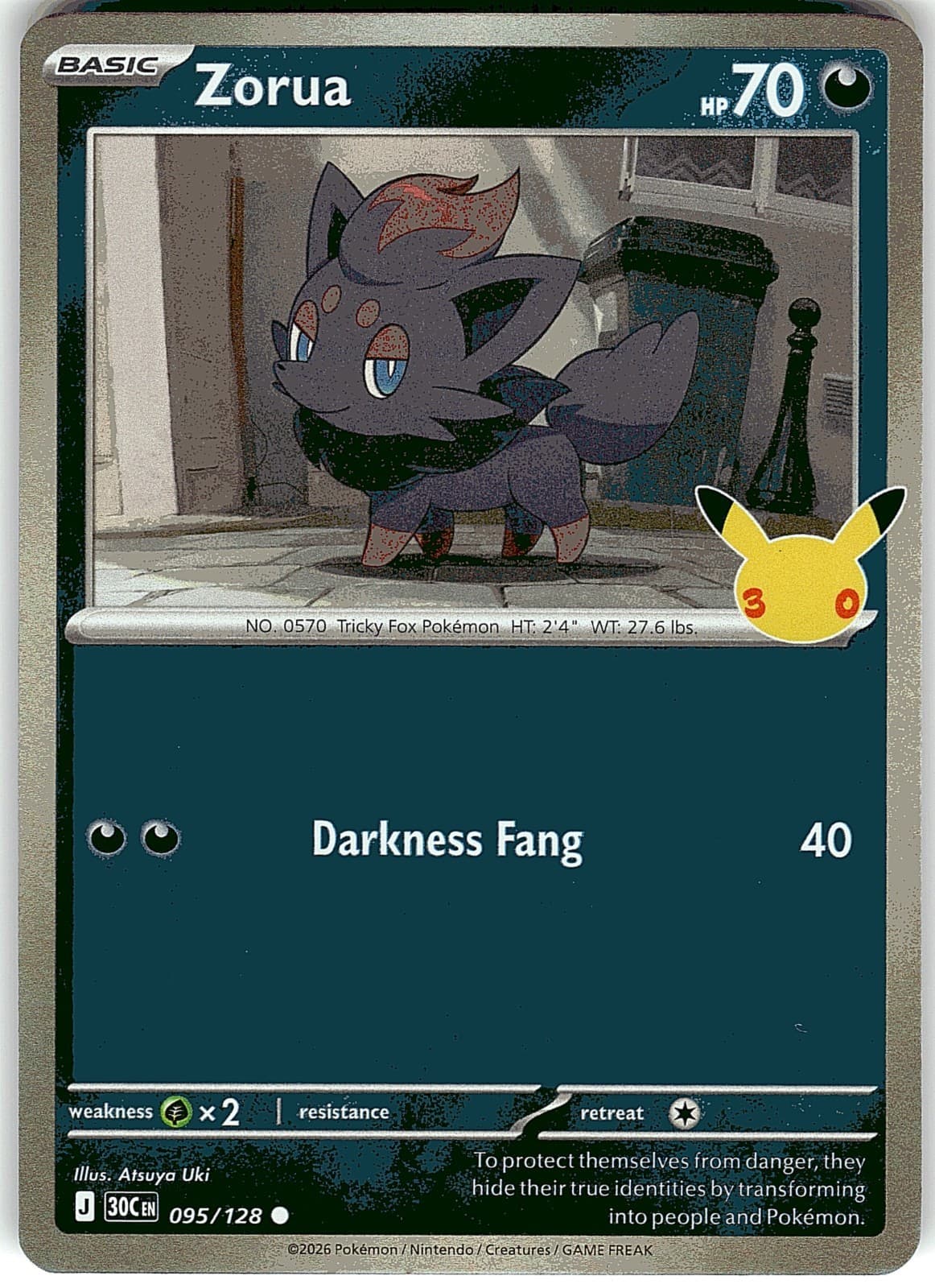 Zorua 095/128 Common ME: 30th Celebration Pokemon Holo Near Mint