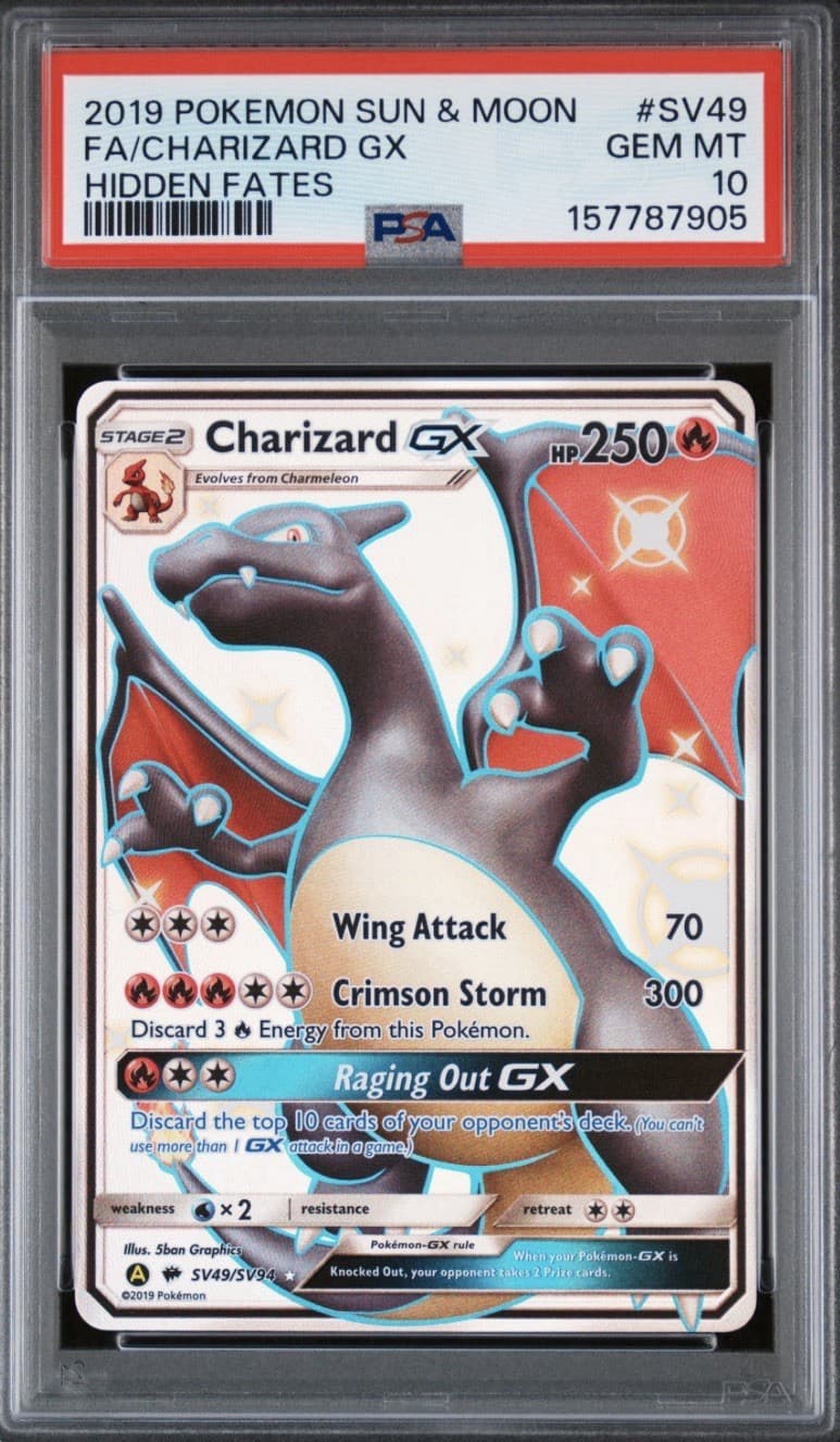 Pokemon Charizard GX Hidden Fates Shiny Vault Full Art #SV49 PSA 10 Gem Mint