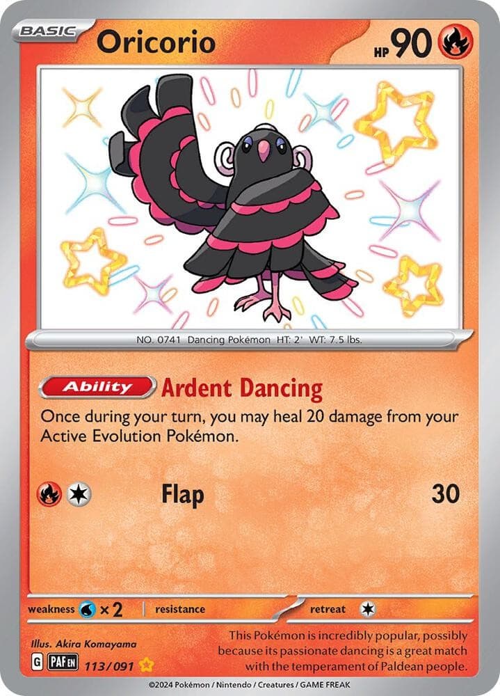 Pokemon TCG - Oricorio 113/091 - SV: Paldean Fates - Shiny Rare (Near Mint)