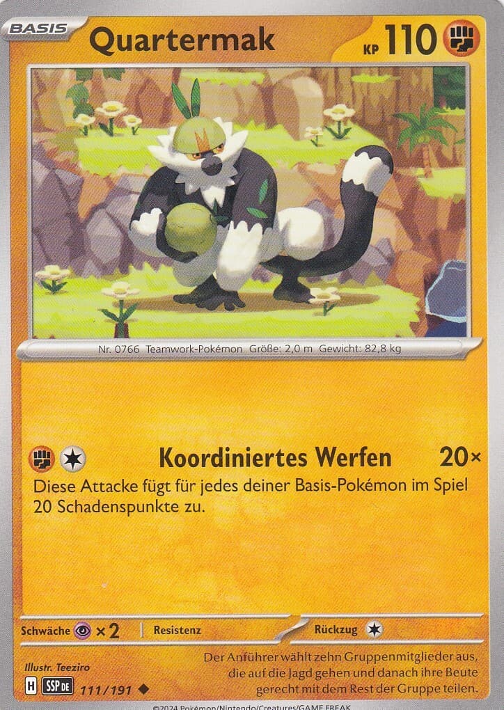 Quartermak 111/191 Stürmische Funken Pokemon Karte Deutsch
