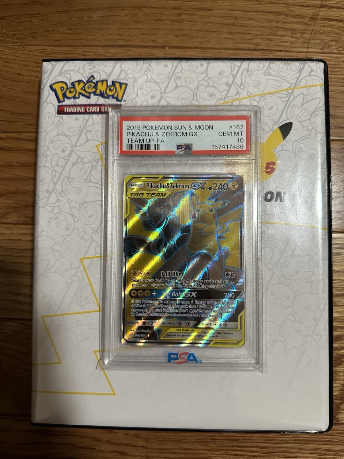 Pikachu & Zekrom GX Full Art Holo Card 162/181 Sm-Team Up PSA 10