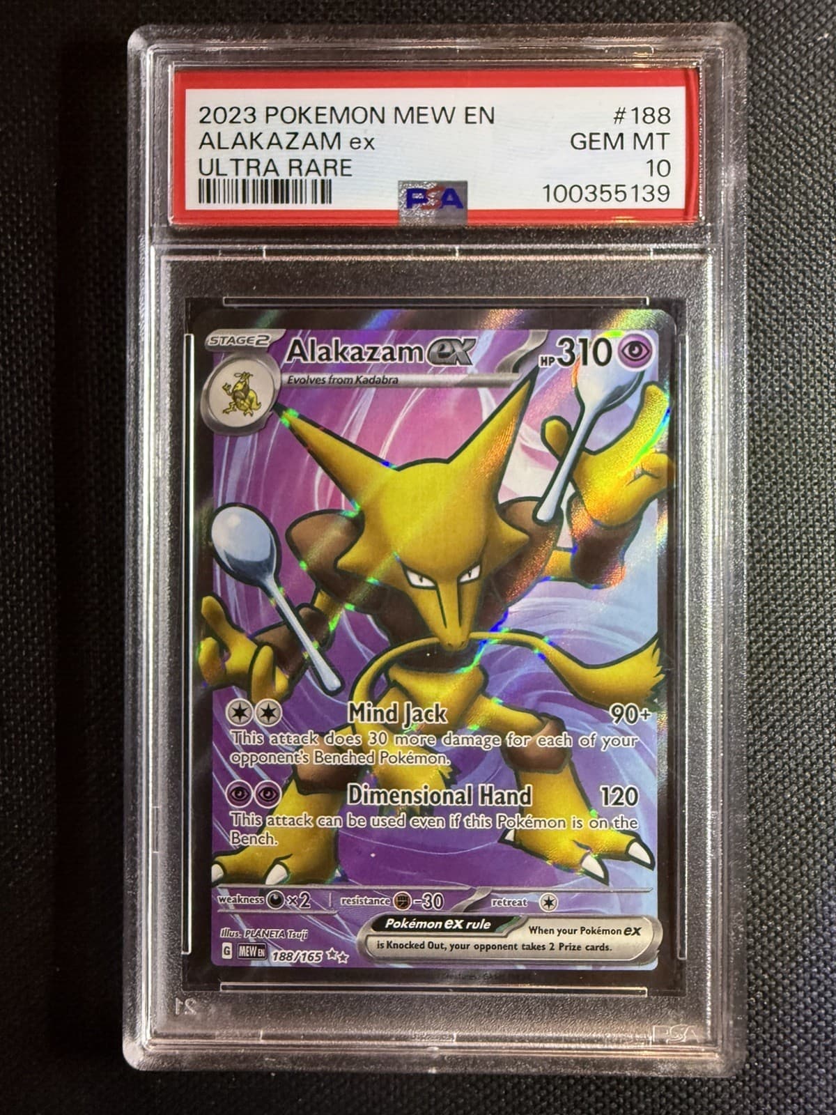 Alakazam ex 188/165 PSA 10 2023 Pokemon 151 Full Art Ultra Rare English