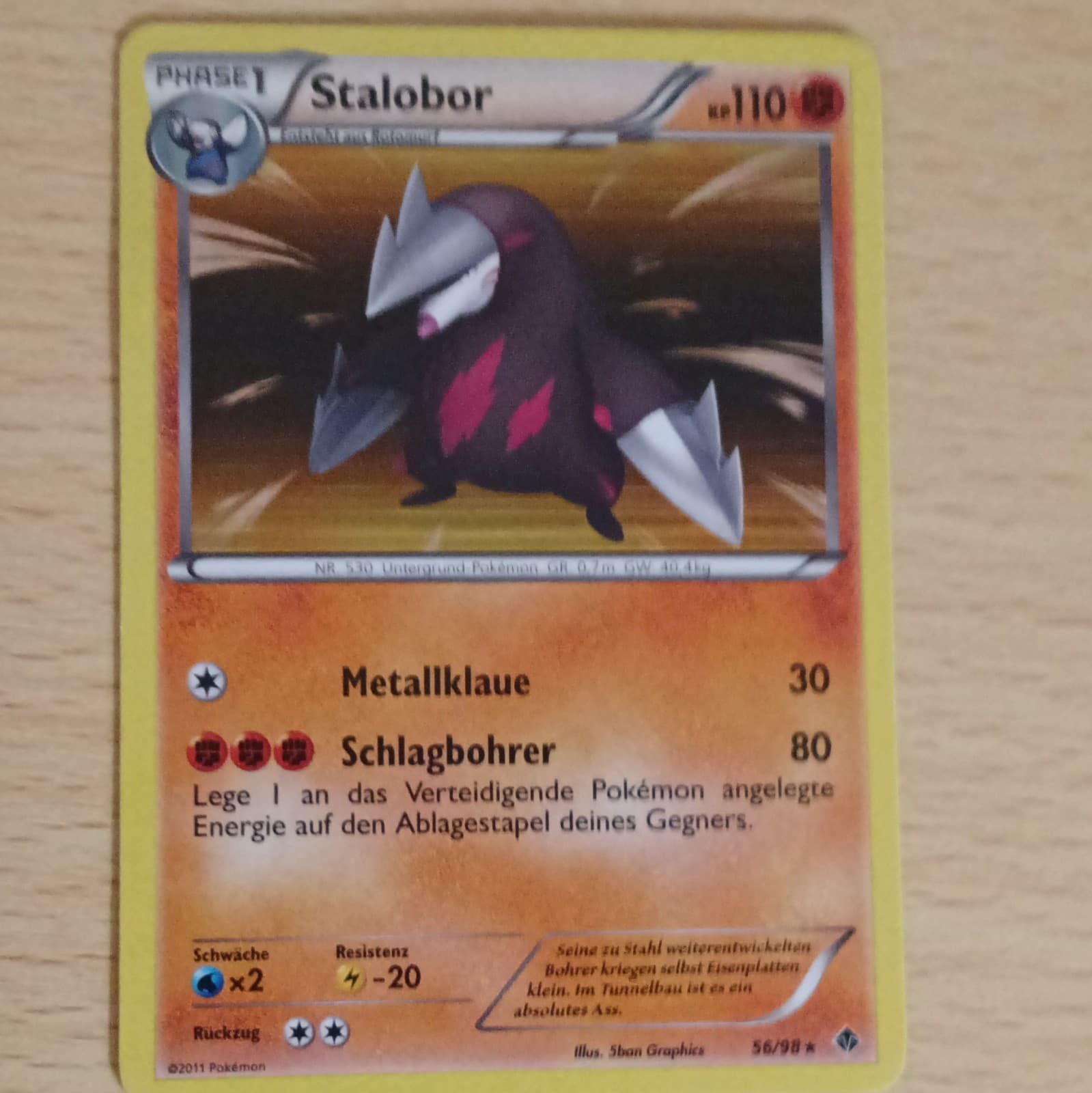 Nintendo Pokémon TCG Stalobor 56/98 Schwarz & Weiß Rare Deutsch 2011 KP 110