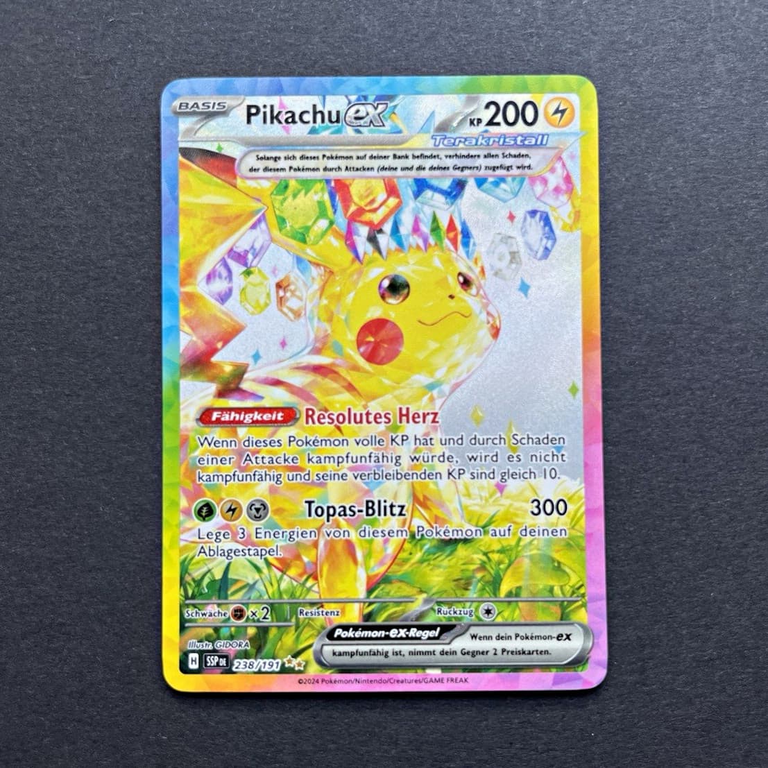 Pokémon TCG Pikachu ex Stellar Crown SIR Stürmische Funken 238/191 DE NM