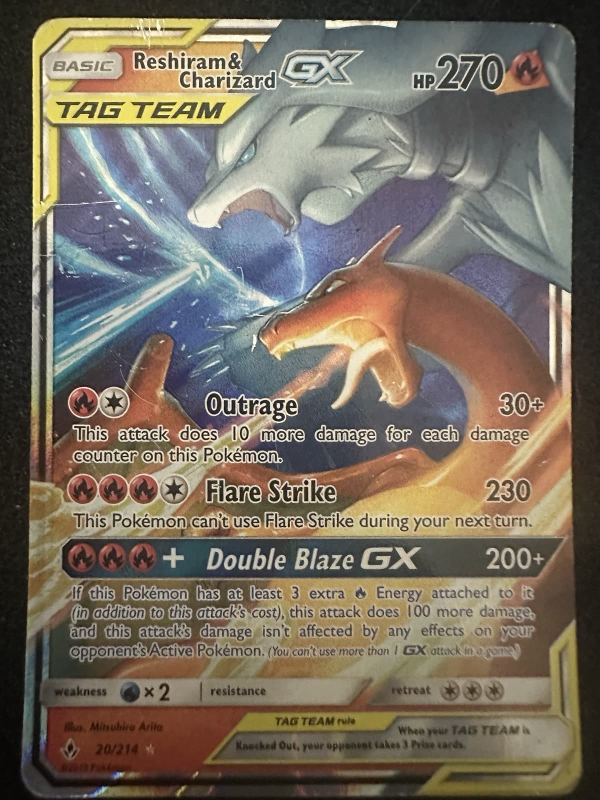 2019 Pokemon Unbroken Bonds Reshiram & Charizard GX 20/214 Holo Tag Team