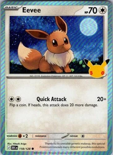 Eevee 118/128 Common ME: 30th Celebration Pokemon Holo NM