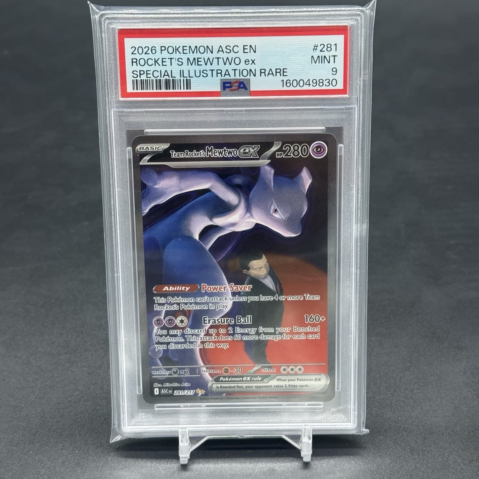 2026 Pokemon Ascended Heroes Team Rocket's Mewtwo ex #281/217 SIR PSA 9 MINt