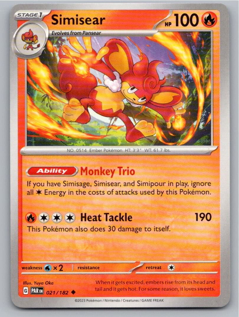 2023 POKEMON SIMISEAR PARADOX RIFT 021/182 UNCOMMON NM A29902 FREE S&H