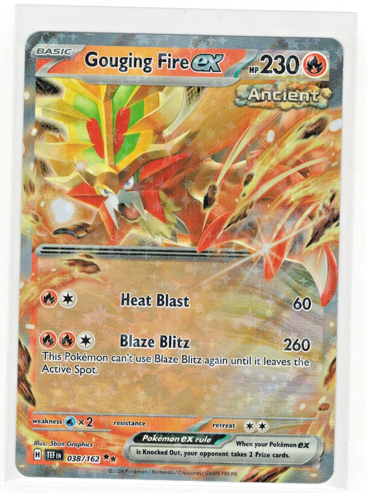 Gouging Fire ex - 038/162 #38/162 (Holo) (NM) SV05: Temporal Forces TEF Pokemon