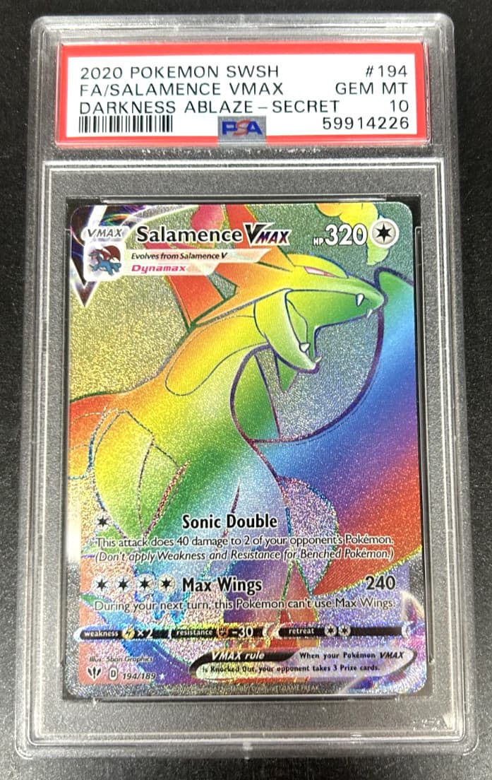 Pokemon SWSH Darkness Ablaze SECRET Salamence VMAX Full Art #194 PSA 10 GEM MINT
