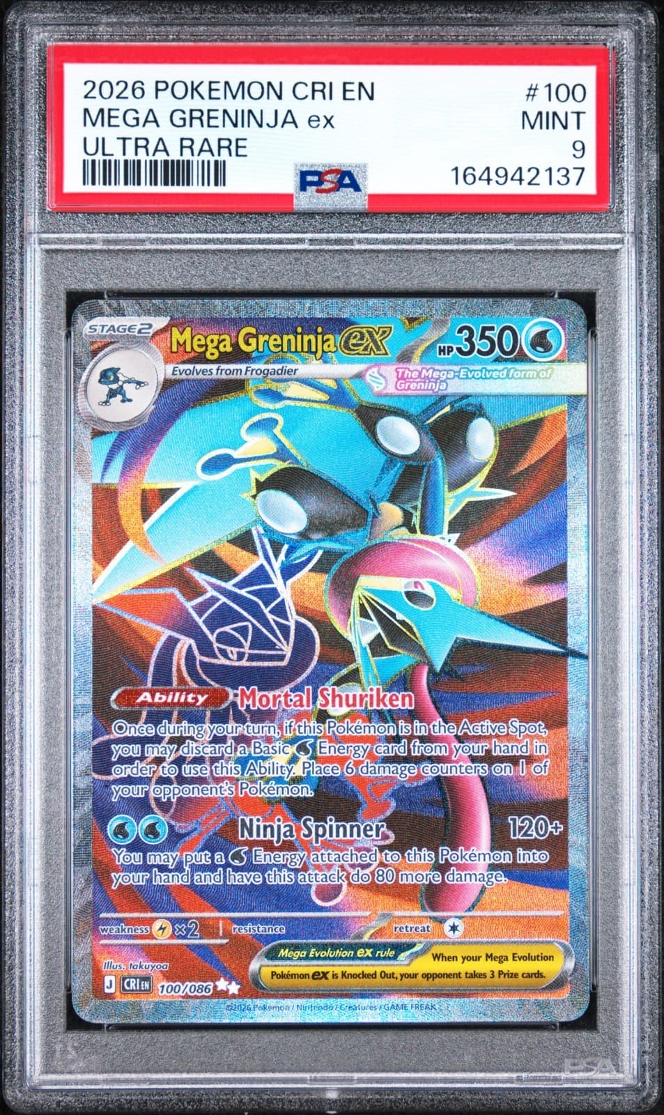 POKEMON TCG CRI EN-CHAOS RISING ULTRA RARE #100 MEGA GRENINJA EX PSA 9