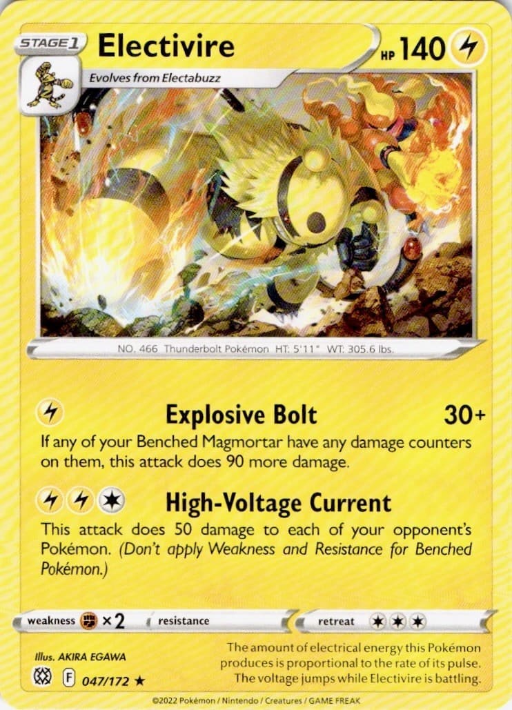 Electivire 047/172 Rare Brilliant Stars Pokemon Near Mint