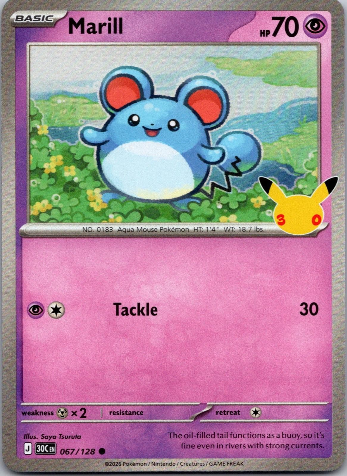 Marill Holo ME: 30th Celebration 067/128 NM Pokemon