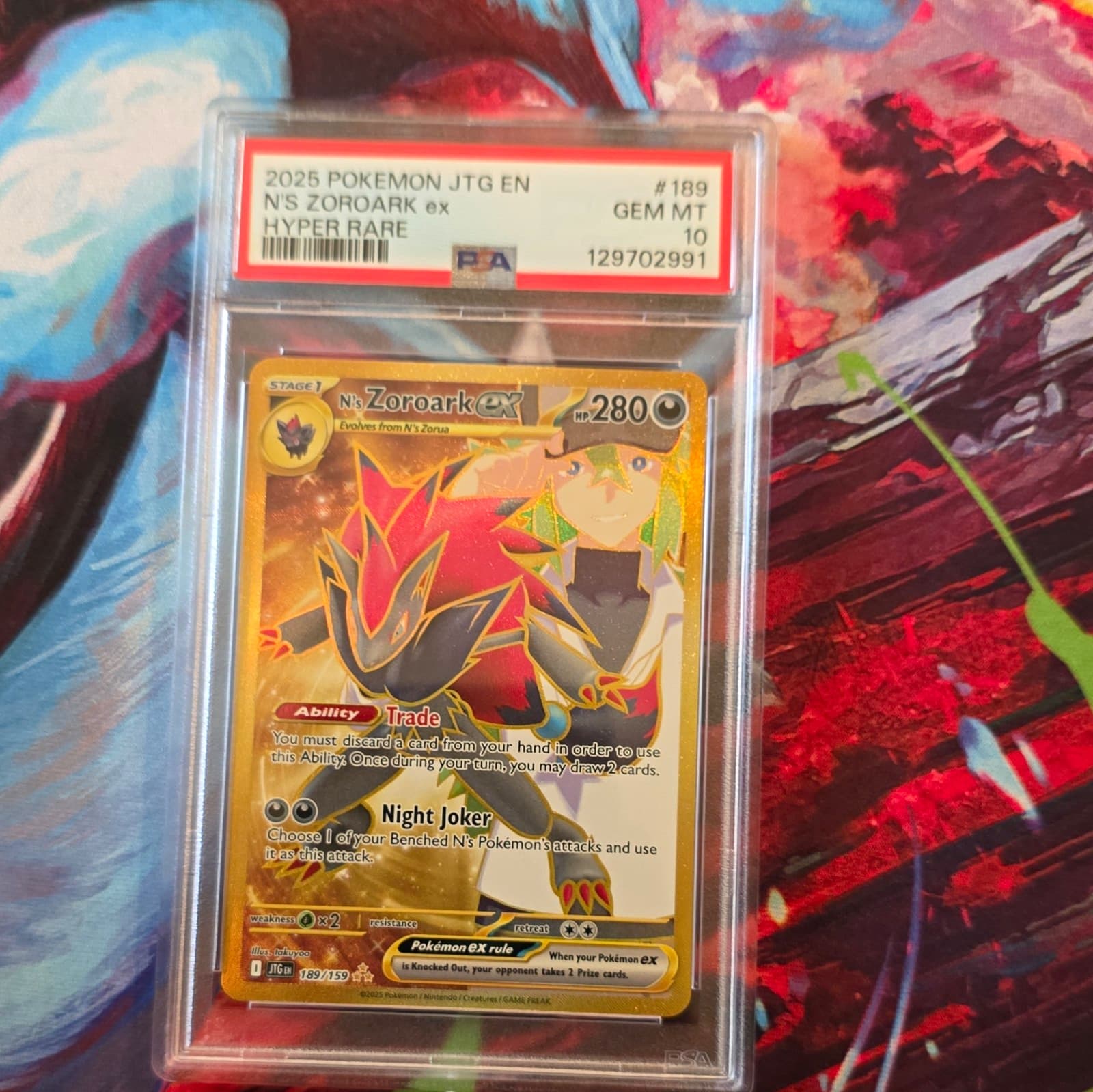 The Pokémon Company 2025 Sv09 Journey Together EN N's Zoroark ex 189/159 PSA 10