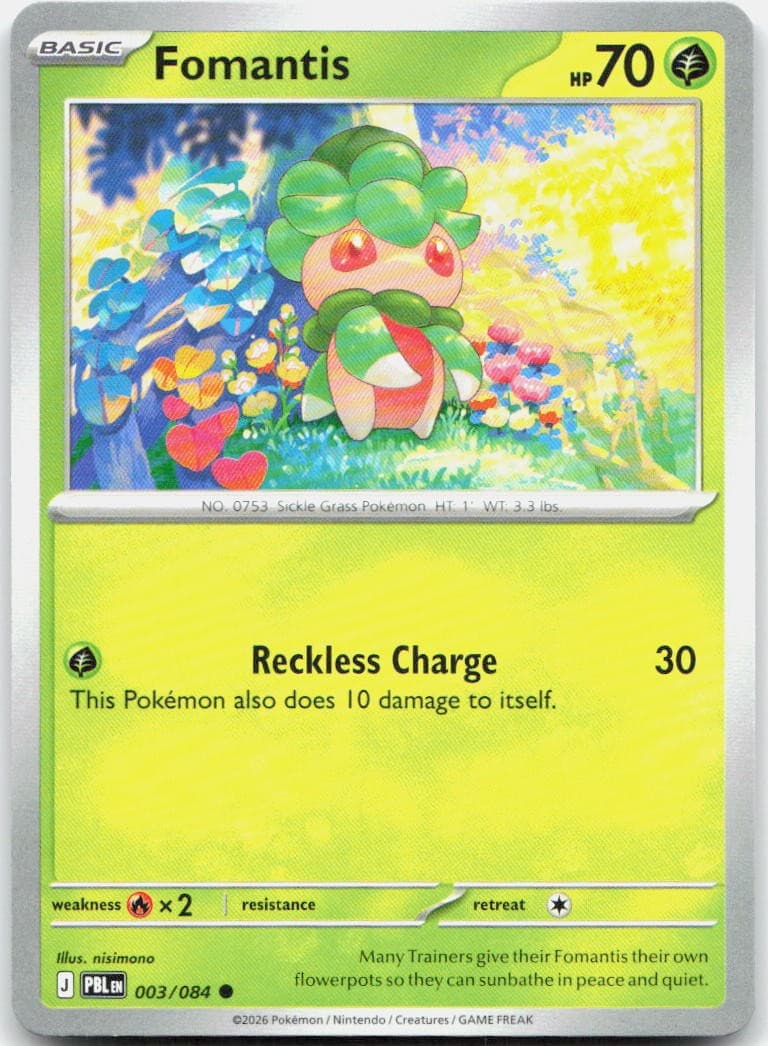 Fomantis 03/84 ME05 Pitch Black C NM Pokémon — English