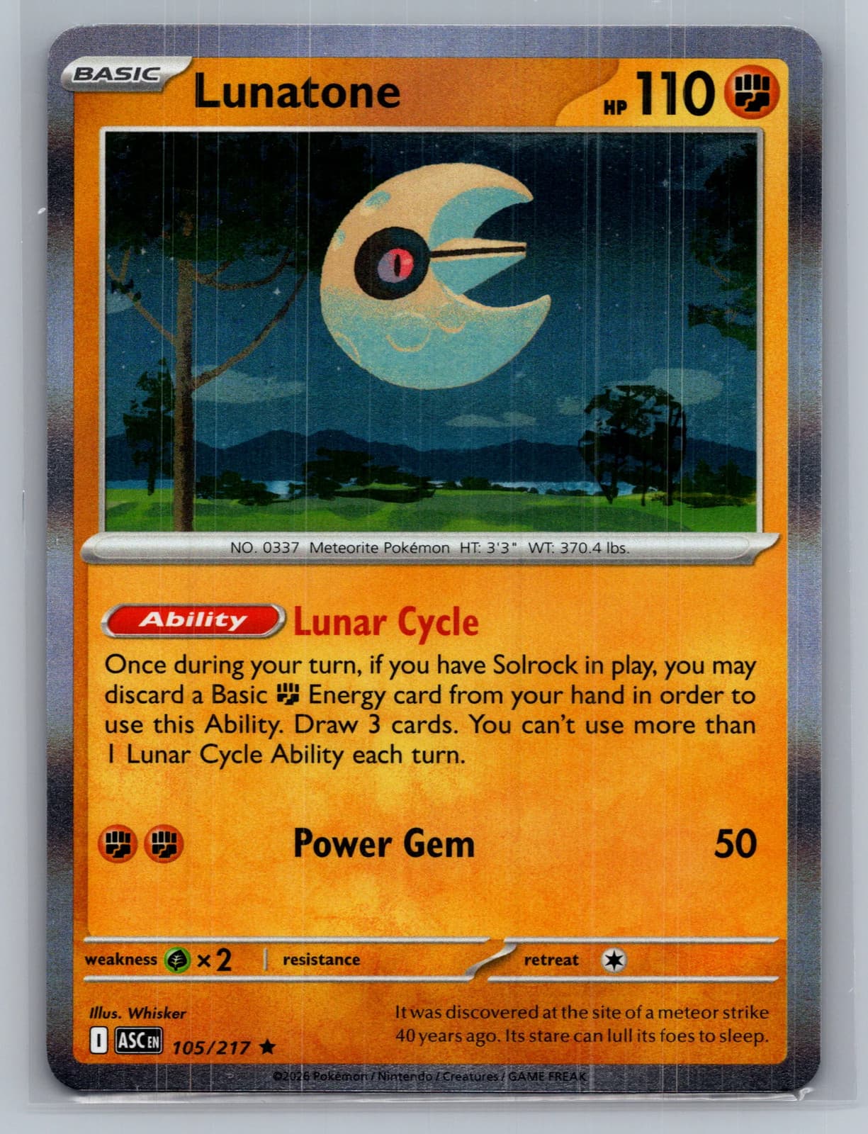 Lunatone #105/217 2026 Mega Evolution – Ascended Heroes Pokemon TCG