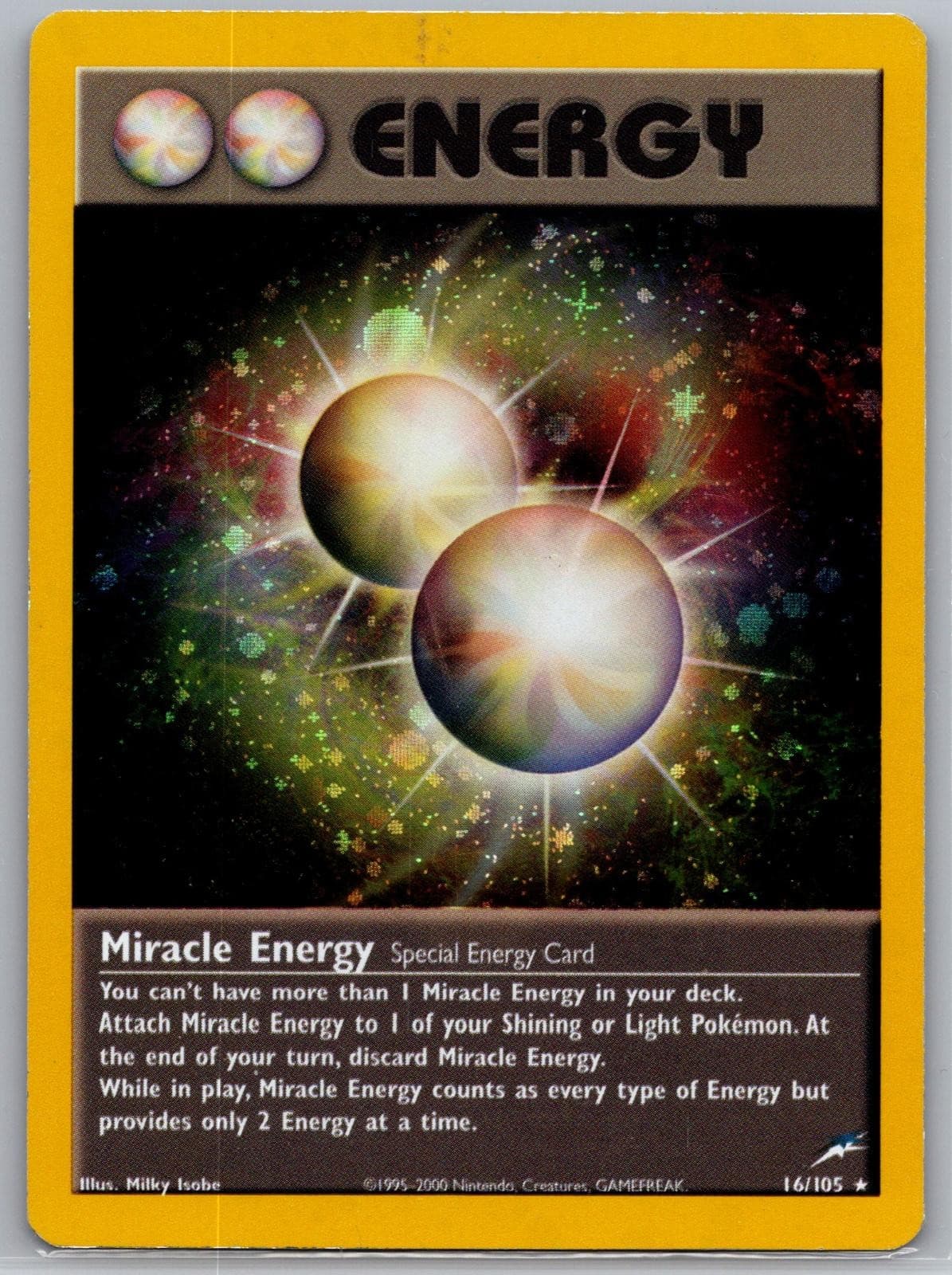 Miracle Energy 16/105 Rare Neo Destiny Pokemon Unlimited Holo Moderately Played