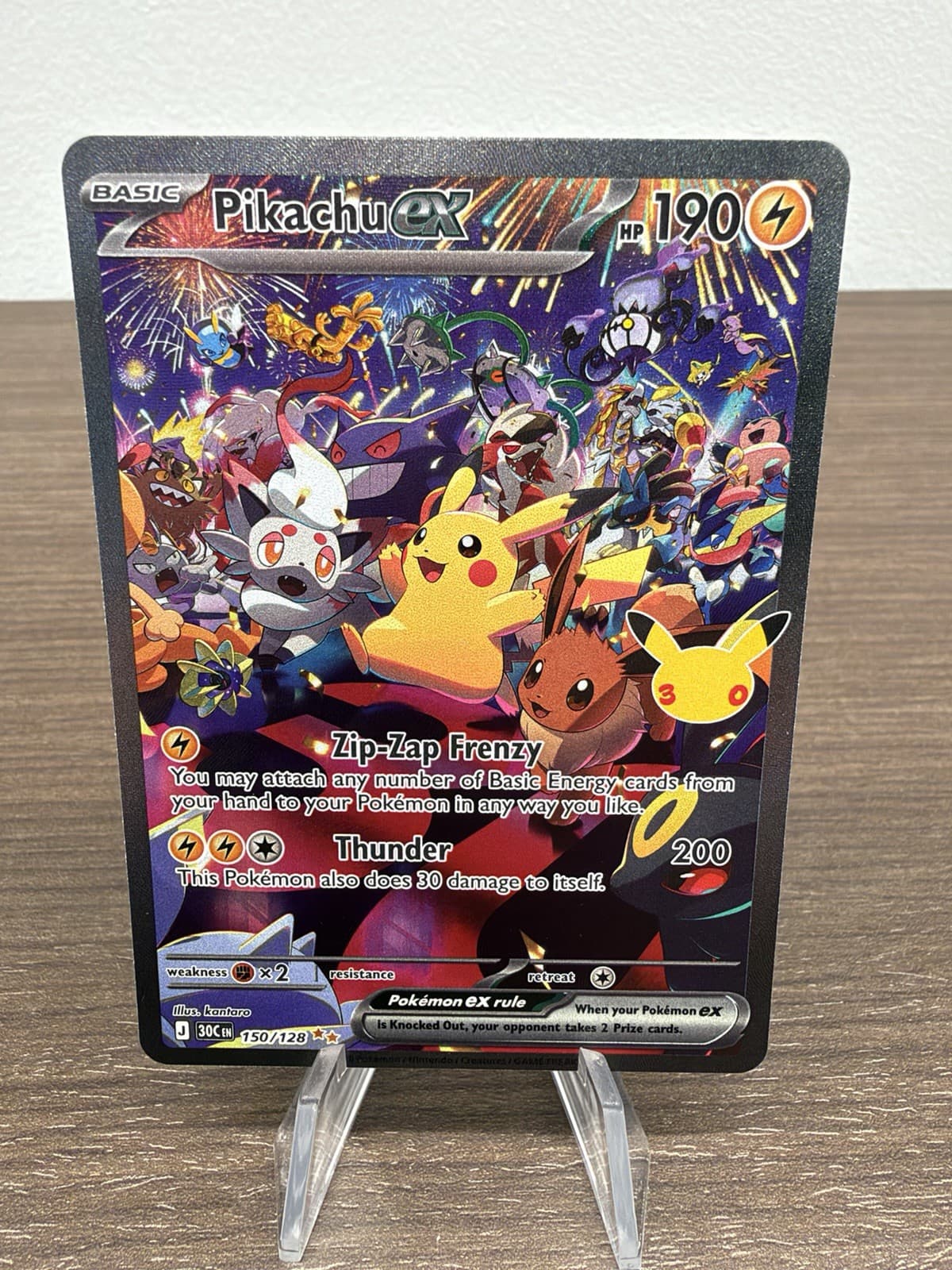 Pikachu ex 150/128 Night 30th Anniversary Celebration Pokemon TCG SIR Card NM